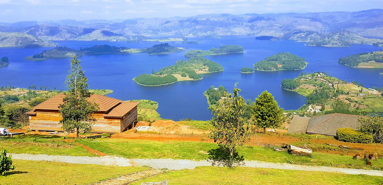 Lake Bunyonyi and its green highland islands