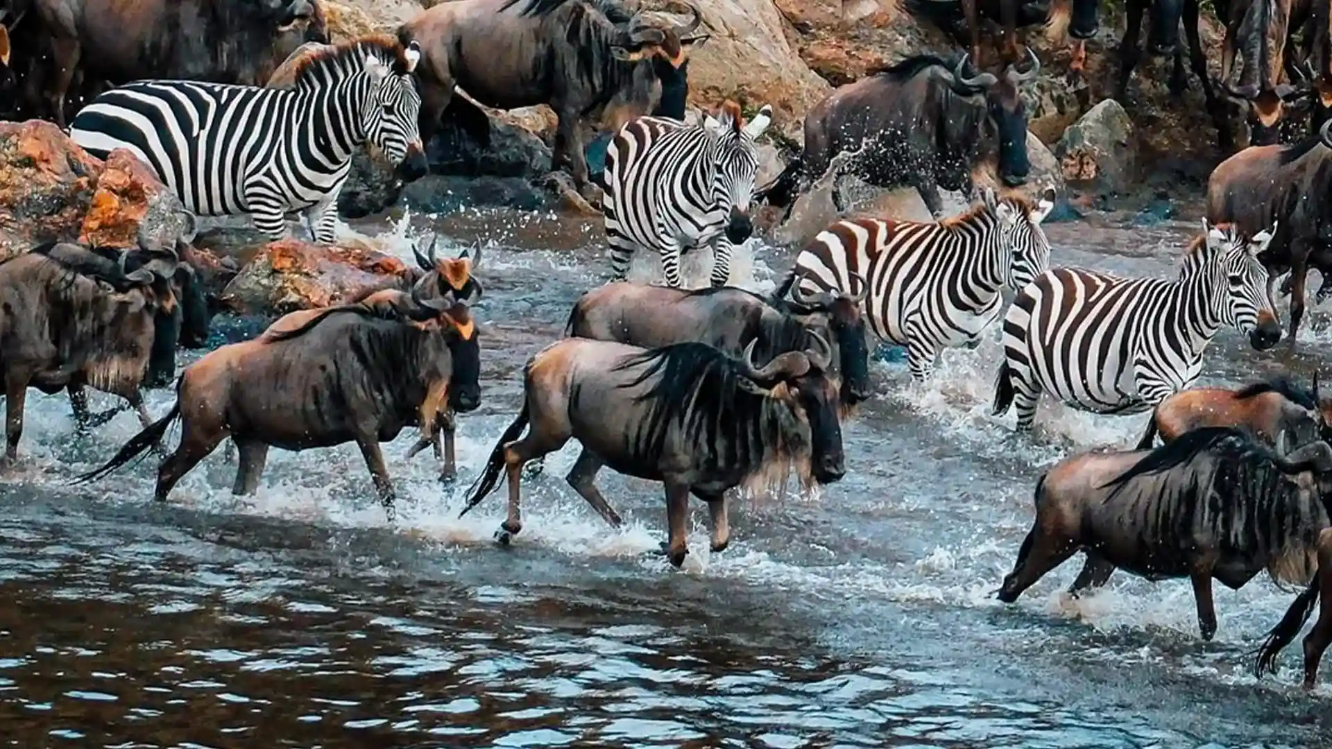 Wildebeest migration in Serengeti